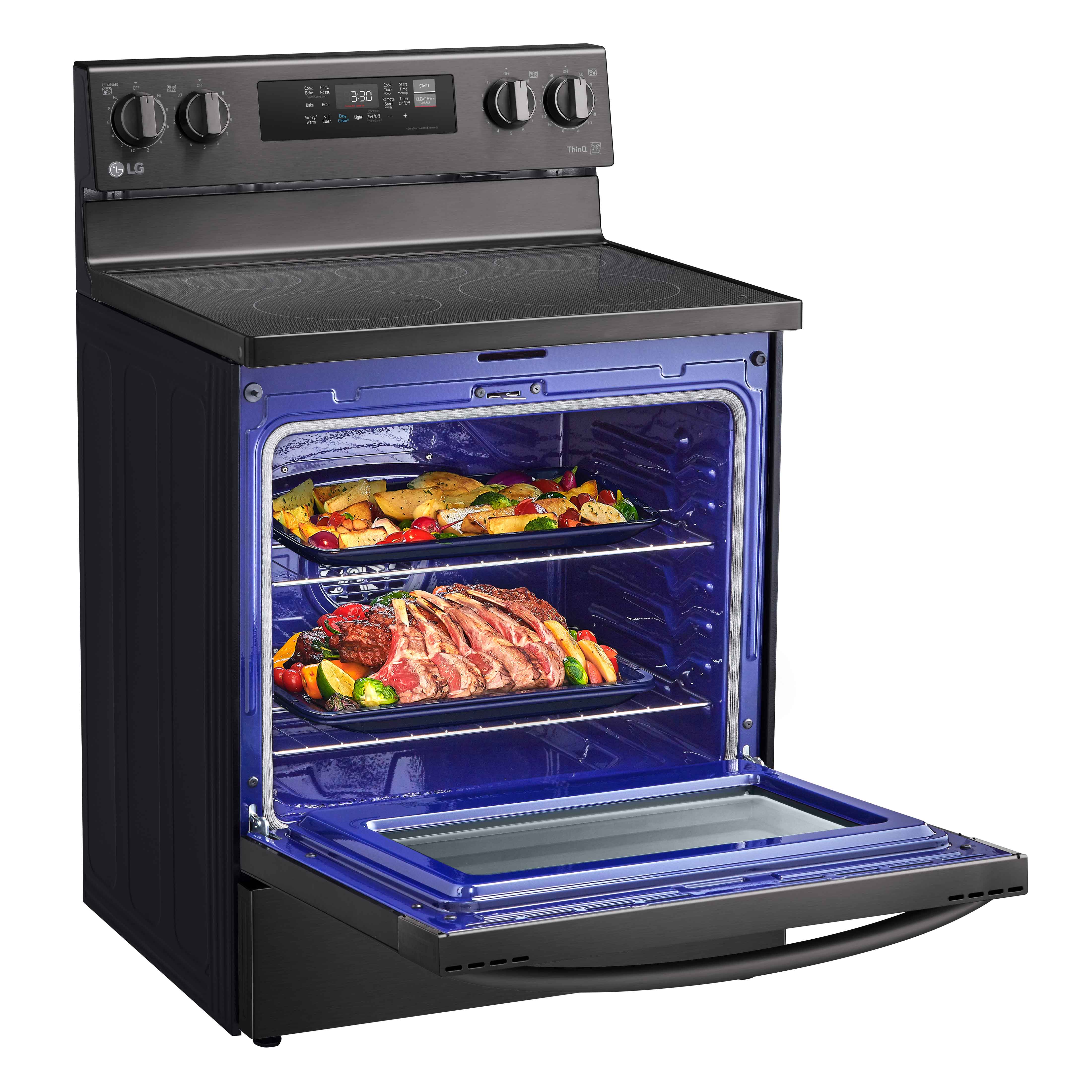 LG Black Stainless Steel 6.3 cu ft. Electric ThinQ® Range with Air Fry and Fan Convection- LREL6323D - Image 4