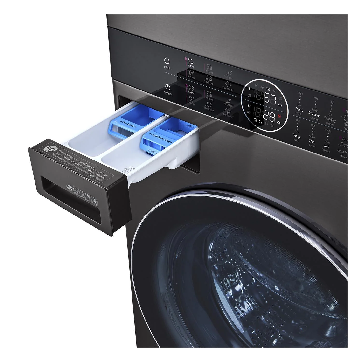 LG Black Stainless Steel Wash Tower™ 5.2 Cu. Ft. Front Load Washer and 7.4 Cu. Ft. Gas Dryer - WKGX201HBA - Image 6
