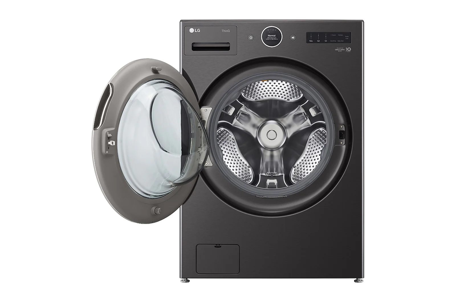 LG Black Steel 5.8 cu. ft. Front Load Washer with AI DD™ 2.0 and LCD Knob - WM6700HBA - Image 3