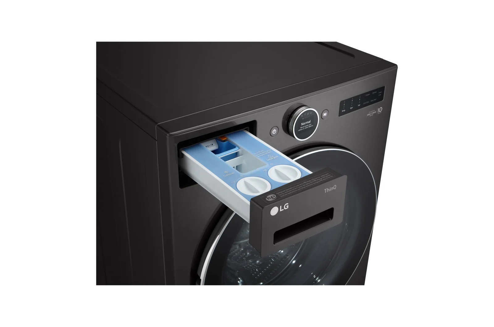LG Black Steel 5.8 cu. ft. Front Load Washer with AI DD™ 2.0 and LCD Knob - WM6700HBA - Image 9
