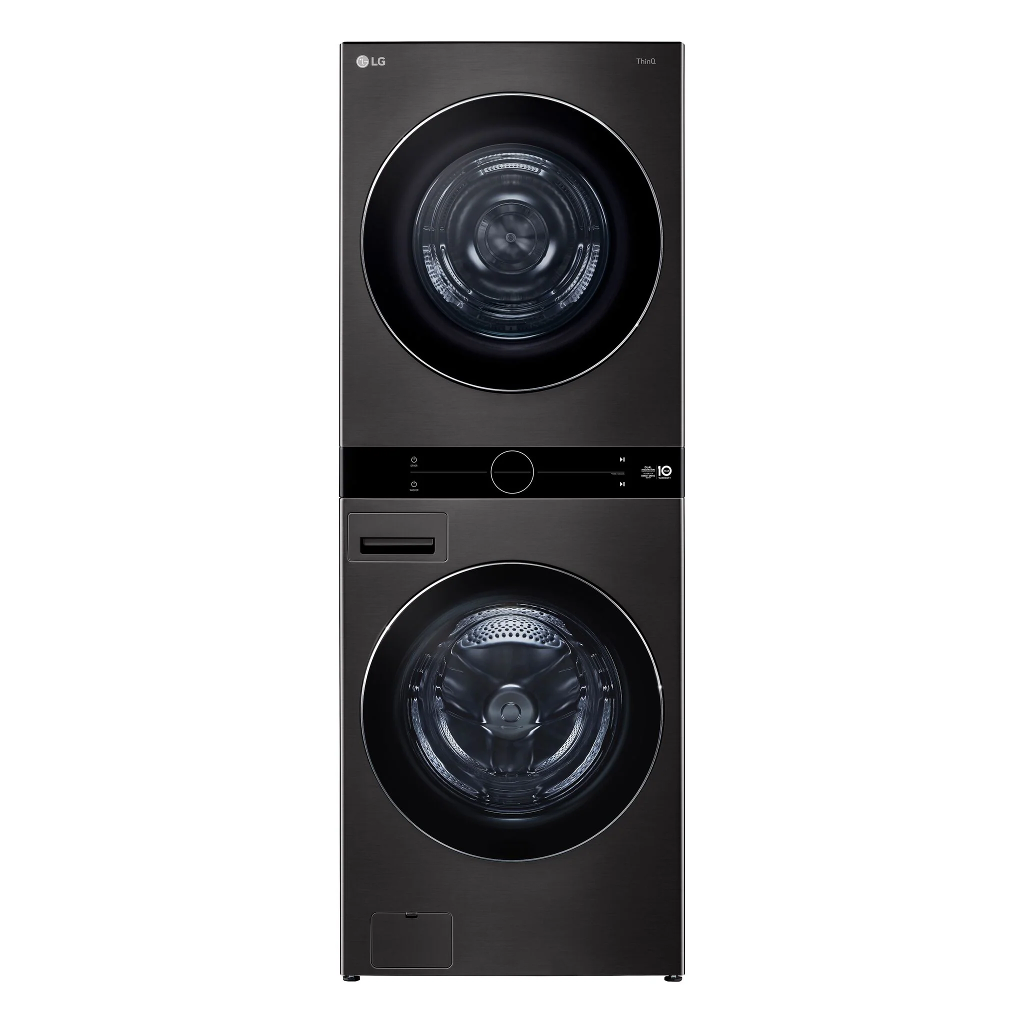 LG Black Steel Single Unit WashTower™ with Front Load Washer (5.8 Cu.ft) and Electric Ventless Heat Pump Dryer (7.8 Cu.ft) - WKHC252HBA - Image 2