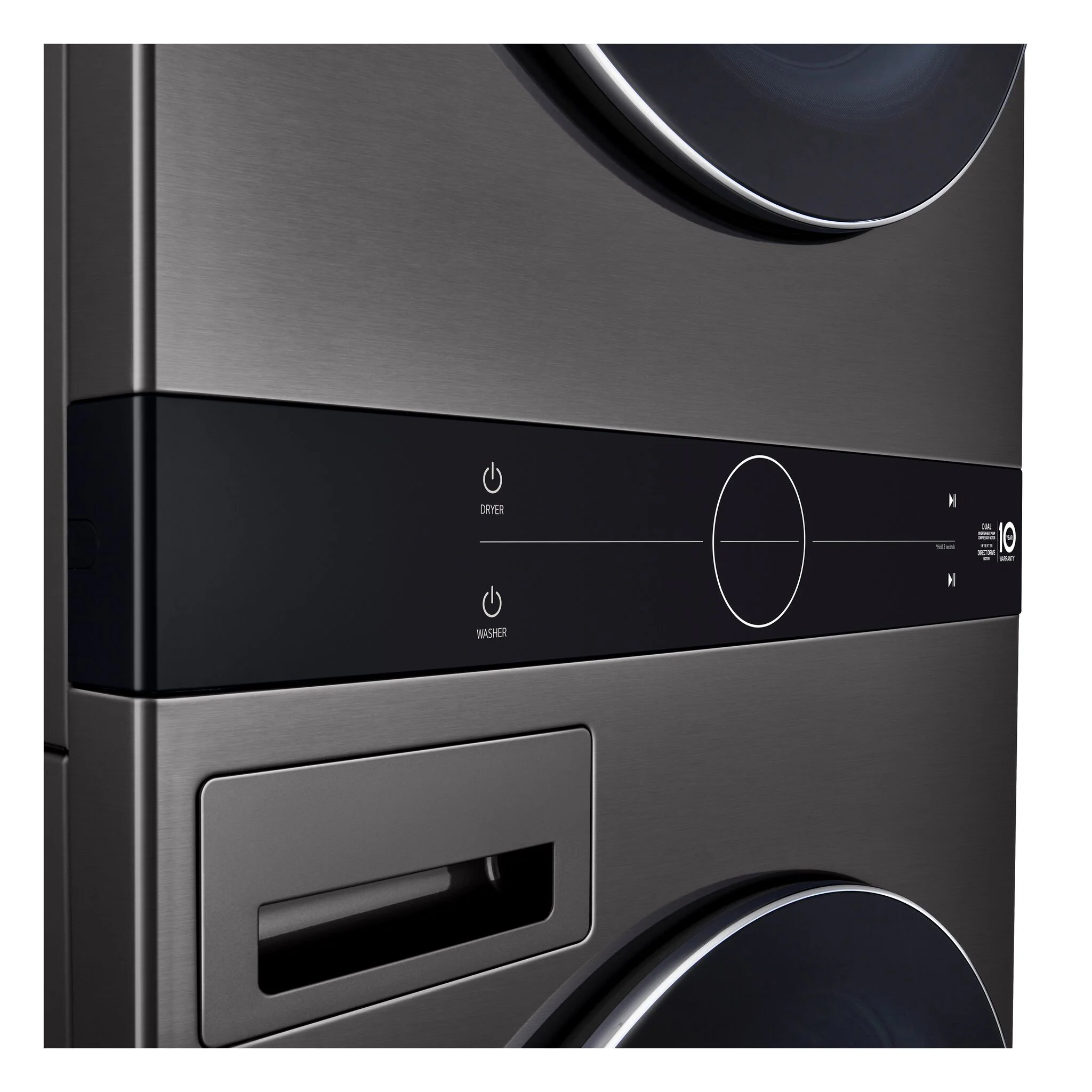 LG Black Steel Single Unit WashTower™ with Front Load Washer (5.8 Cu.ft) and Electric Ventless Heat Pump Dryer (7.8 Cu.ft) - WKHC252HBA - Image 4