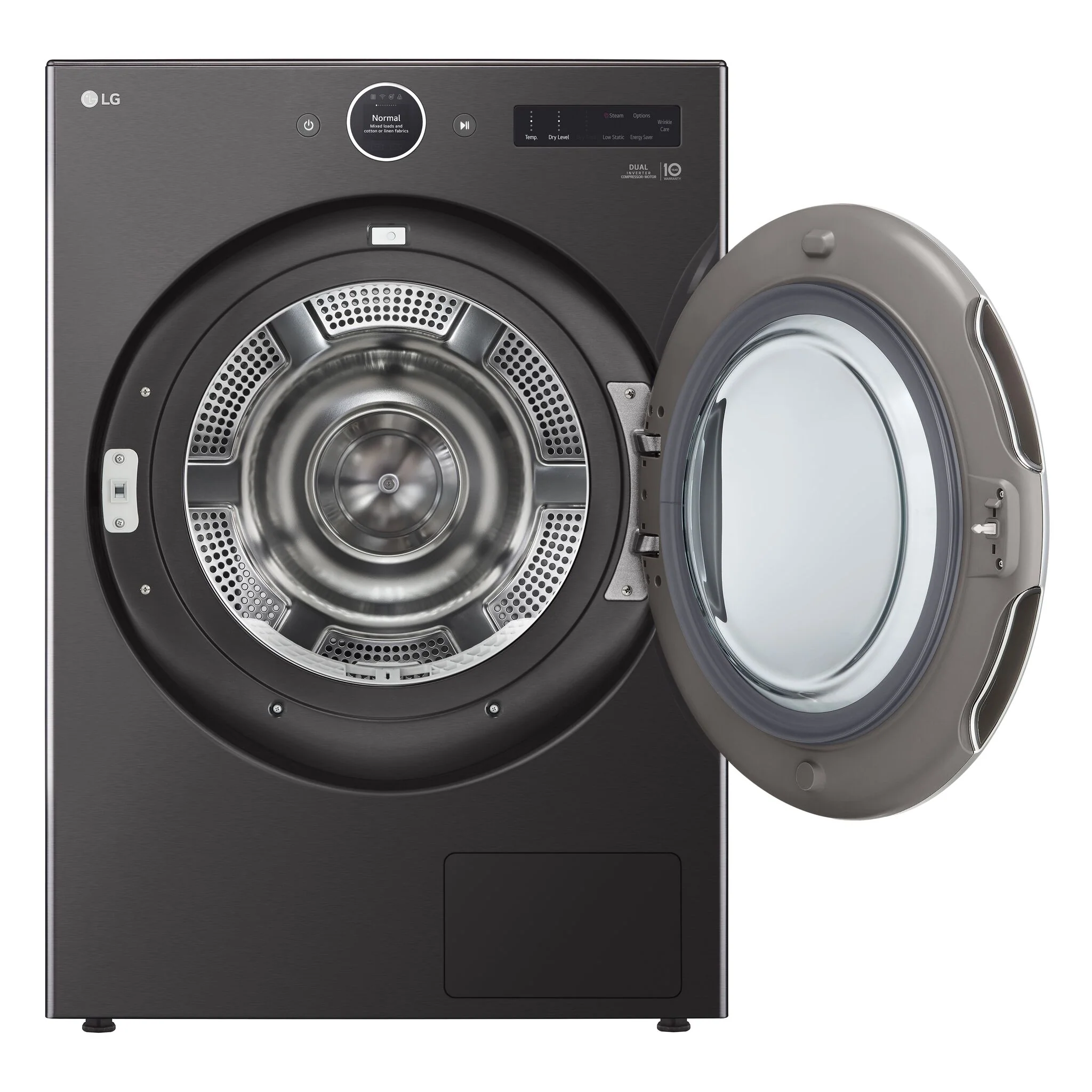 LG Black Steel Smart Front Load Dryer with Dual Inverter HeatPump™ Technology (7.8 Cu.ft) - DLHC6702B - Image 2
