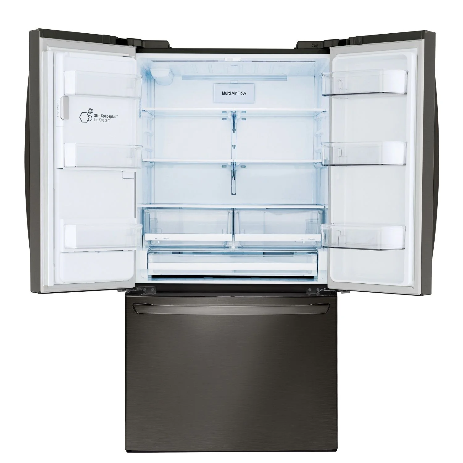 LG 36" 28 Cu. Ft. Smudge Resistant Black Stainless Steel French Door Refrigerator with Ice & Water Dispenser - LRFS28XBD - Image 3