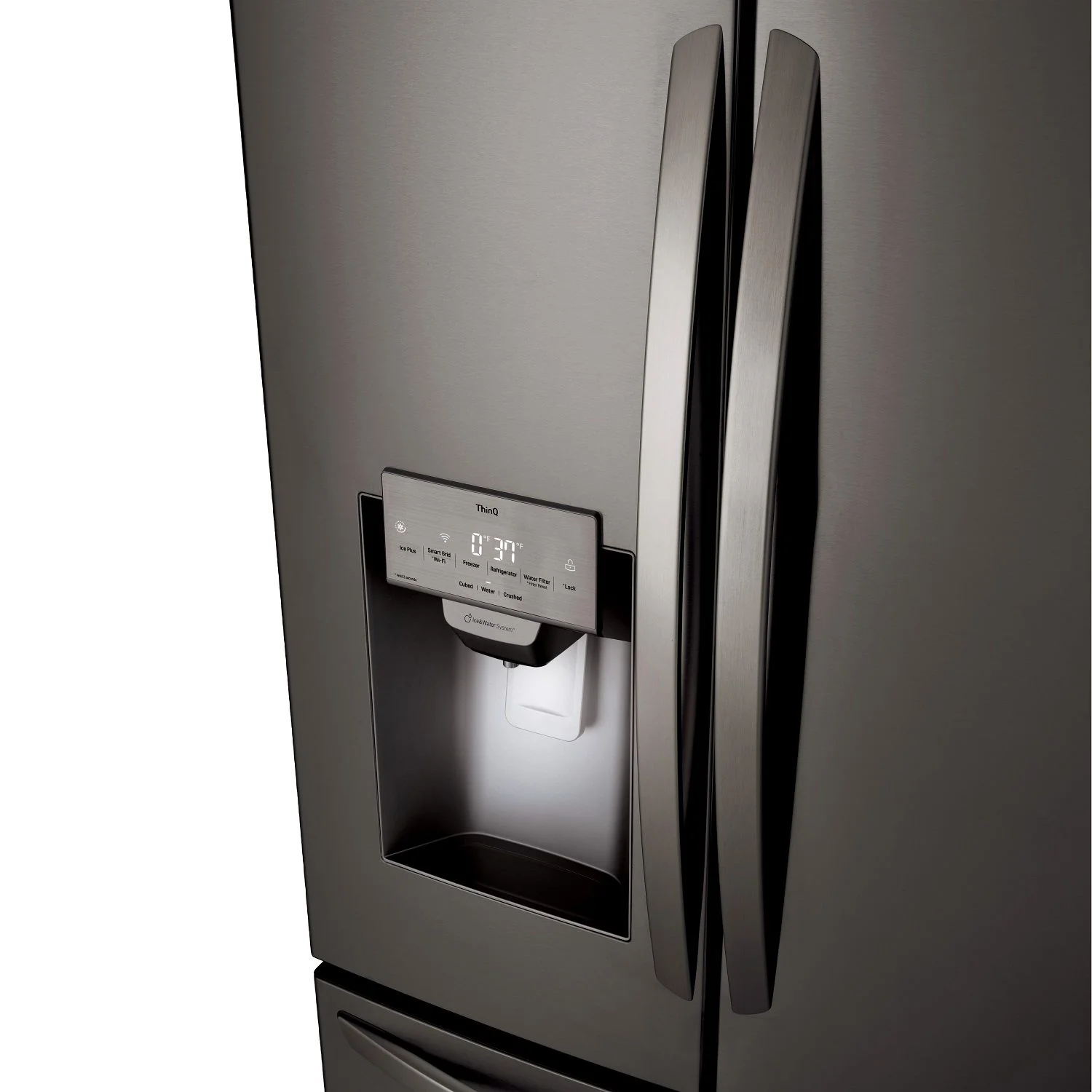 LG 36" 28 Cu. Ft. Smudge Resistant Black Stainless Steel French Door Refrigerator with Ice & Water Dispenser - LRFS28XBD - Image 4