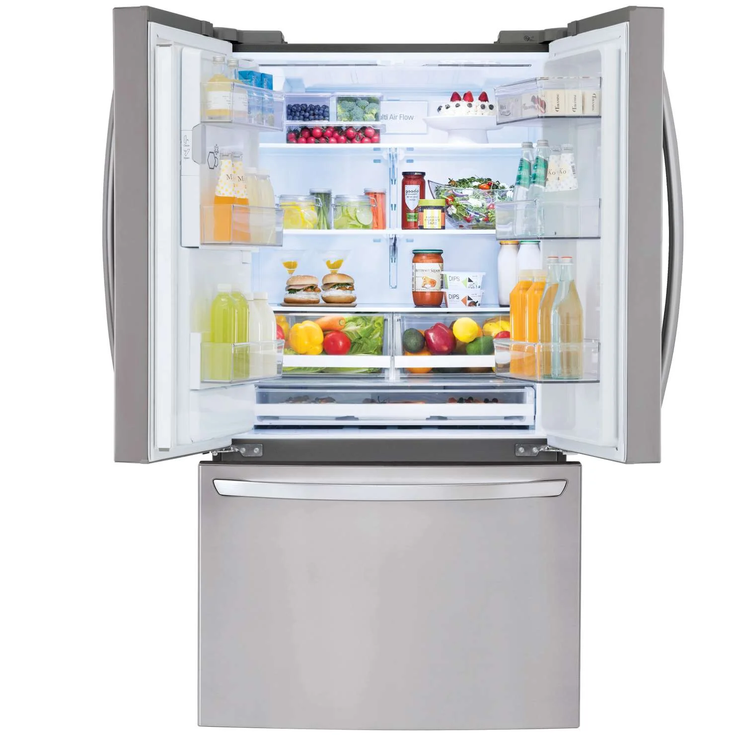LG 36" 28 Cu. Ft. Smudge Resistant Stainless Steel French Door Refrigerator with Ice & Water Dispenser - LRFS28XBS - Image 4