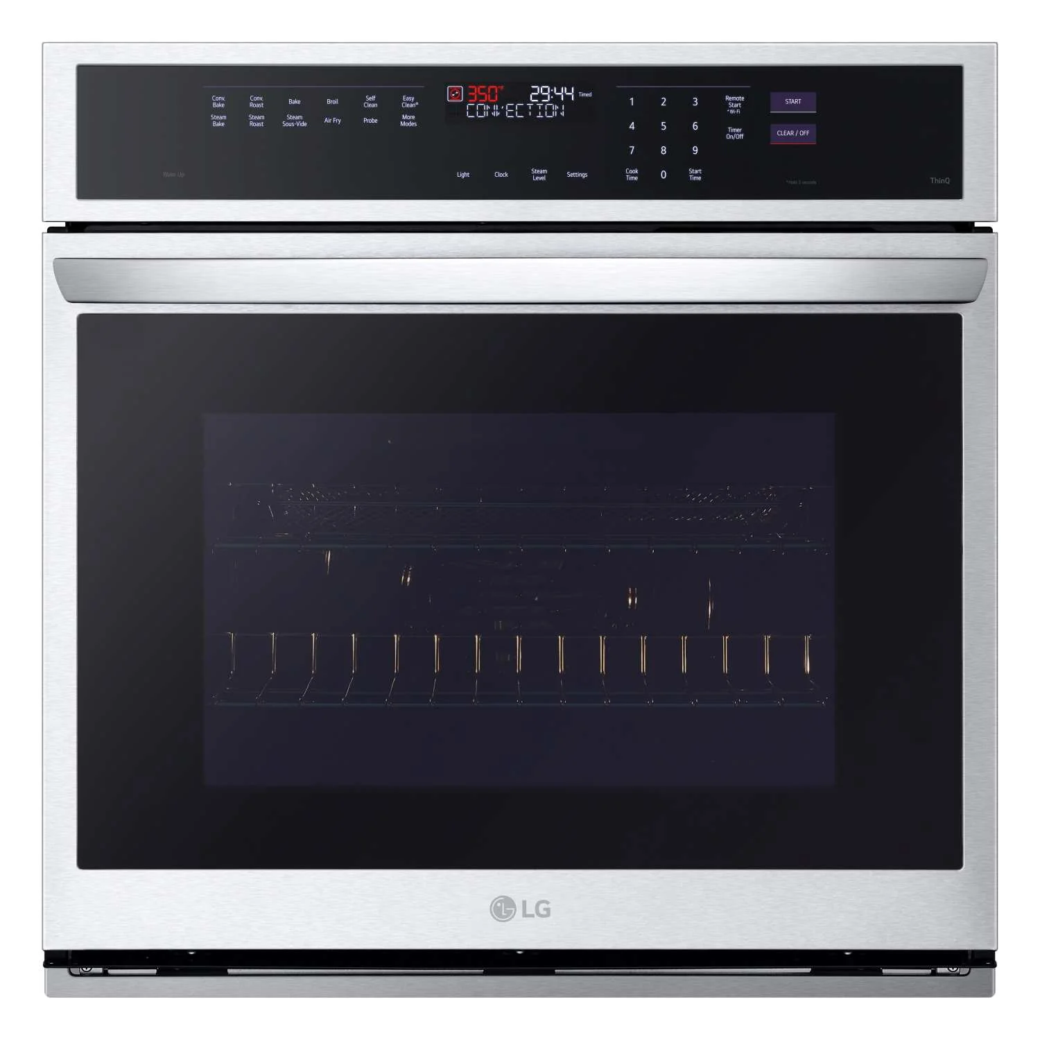 LG Stainless Steel 29.75" Smart Single Wall Oven with
True Convection, InstaView®, Air Fry and
Steam Sous Vide (4.7 Cu. Ft.) - WSEP4727F - Image 2