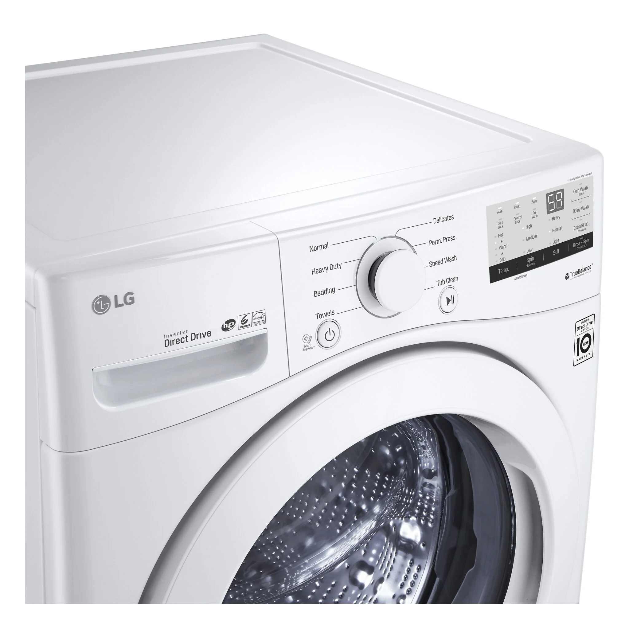 LG White Front Load Washer with 6Motion⢠Technology (5.2 Cu.Ft) - WM3400CW - Image 3