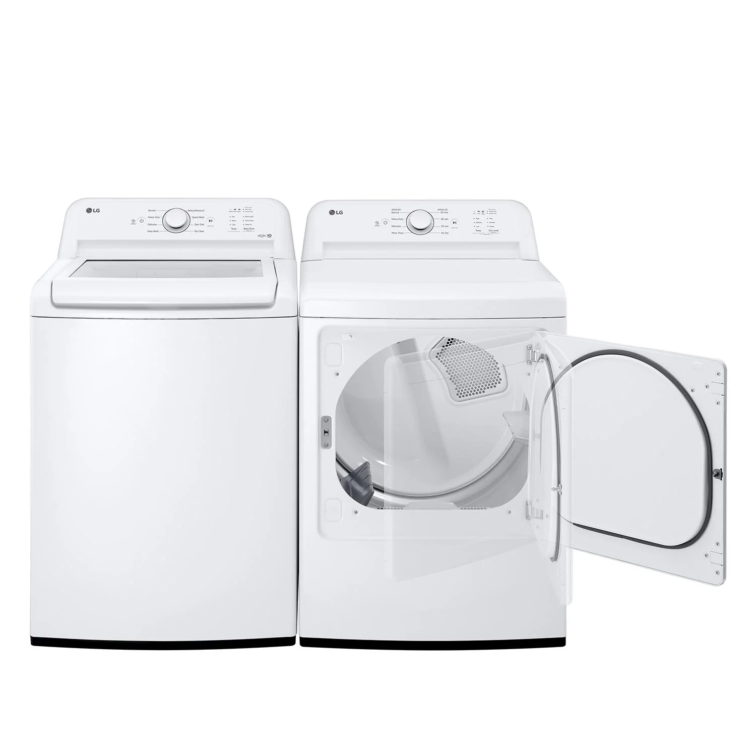 LG White Top Load Washer with Agitator and SlamProof® Glass Lid (4.8 Cu. Ft) & Dryer with Sensor Dry (7.3 Cu. Ft) - WT6105CW/DLE6100W - Image 2