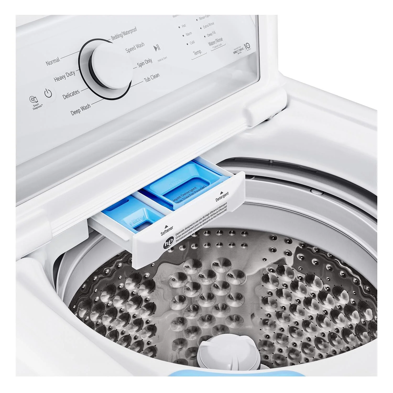 LG White Top Load Washer with Agitator and SlamProof® Glass Lid (4.8 Cu. Ft) -WT6105CW - Image 7