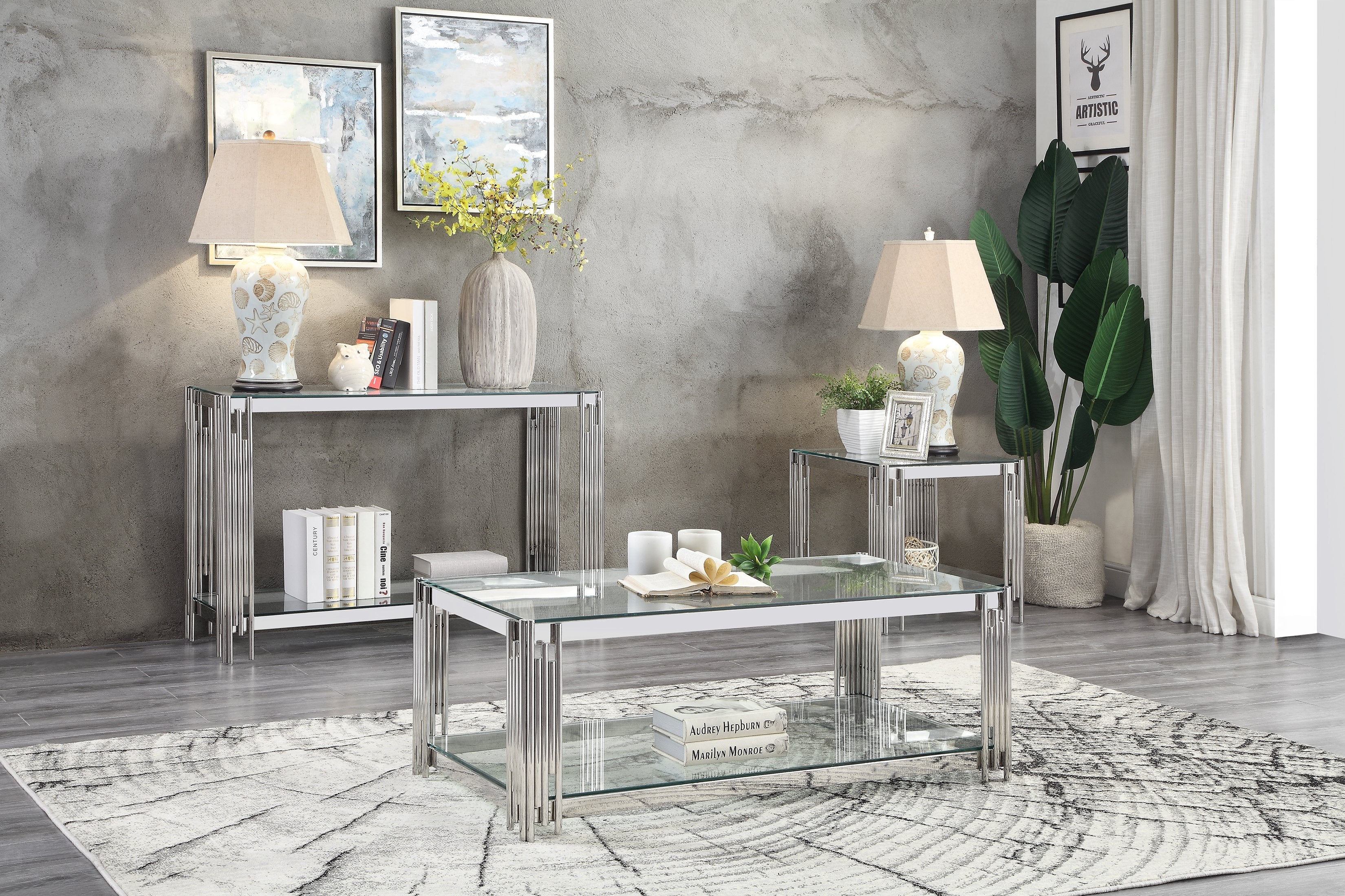 Liana 22" End Table - Glass and Stainless Steel - Image 3