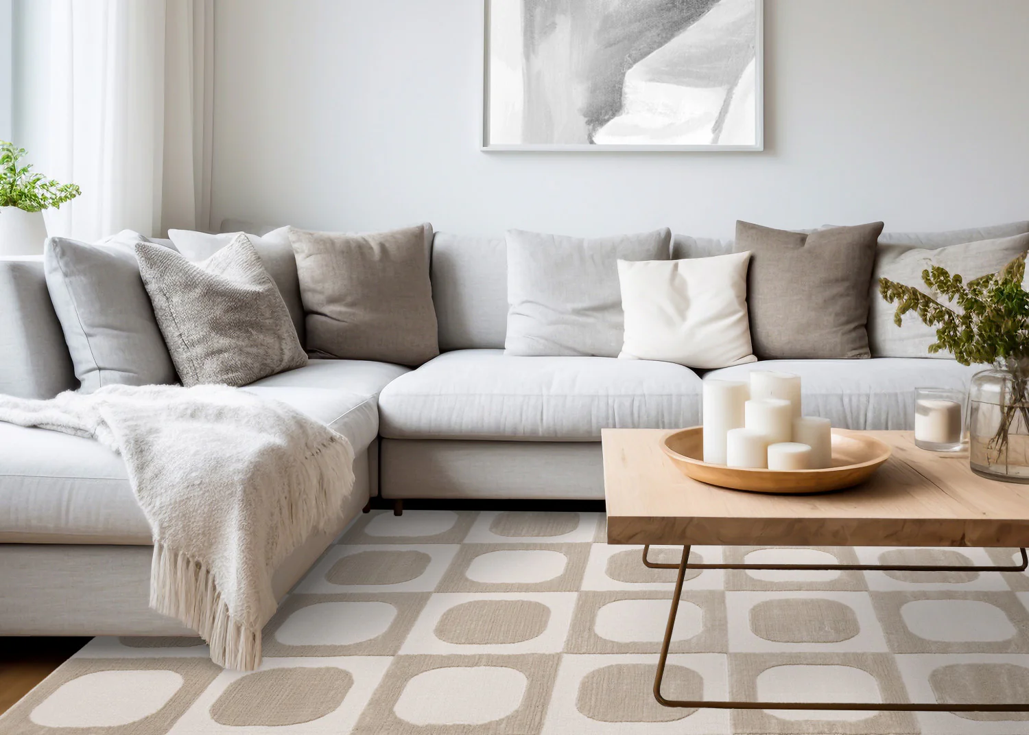 Logan Contemporary Modern Area Rug - 5' X 8' - Beige/Cream - Image 3
