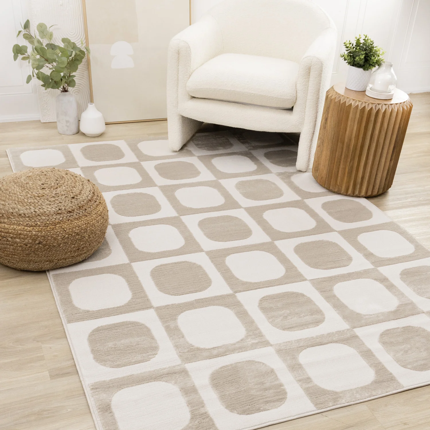 Logan Contemporary Modern Area Rug - 8' X 11' - Beige/Cream - Image 2