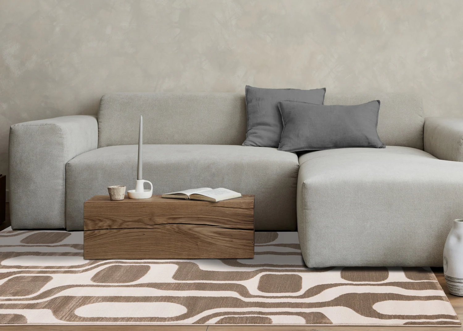 Logan Modern Area Rug - 5' X 8' - Brown/Cream - Image 3