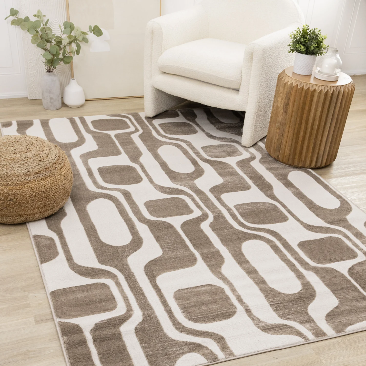 Logan Modern Area Rug - 8' X 11' - Brown/Cream - Image 2