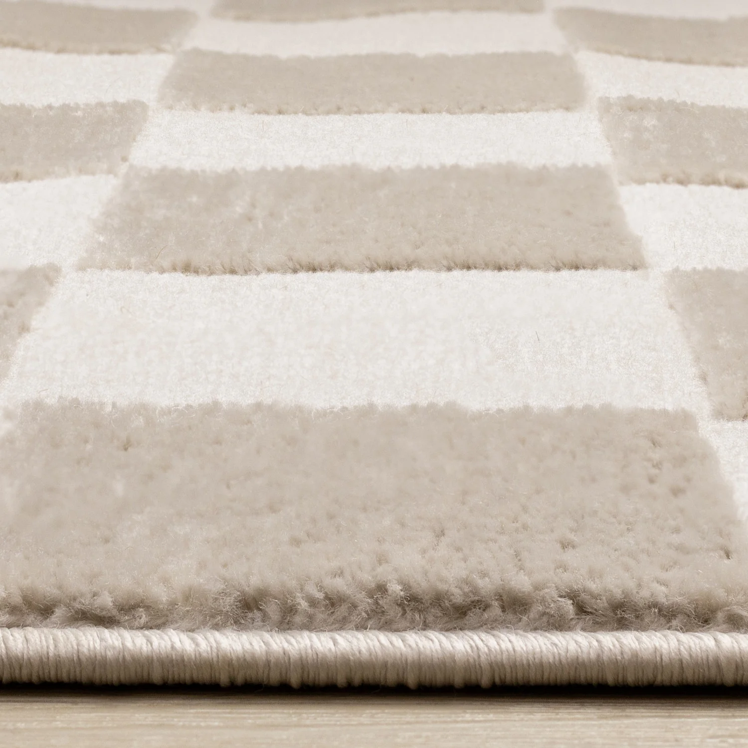Logan Modern Checkered Area Rug - 5' X 8' - Beige/Cream - Image 5