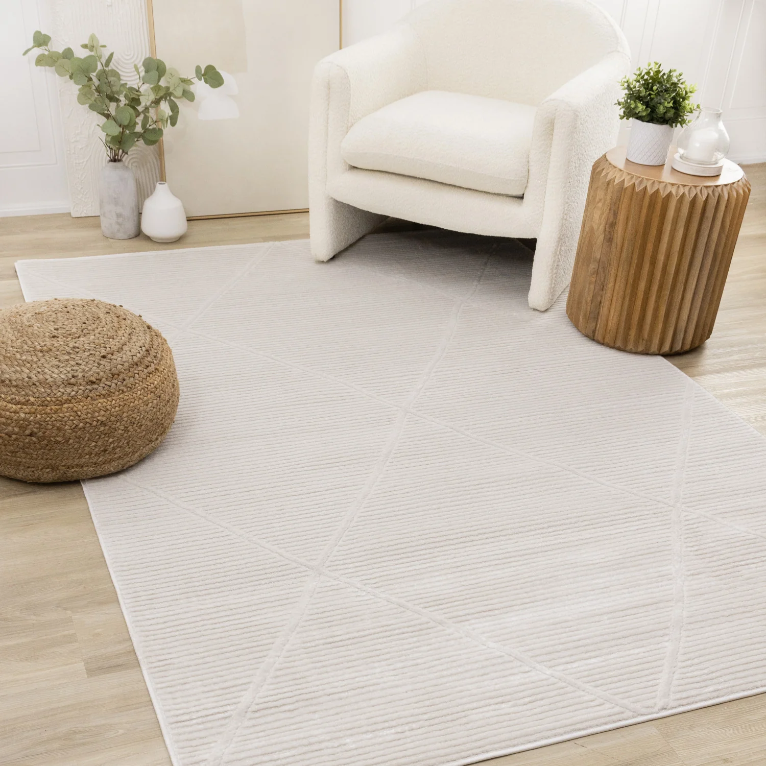 Logan Modern Lines Area Rug - 8' X 11' - Cream - Image 2