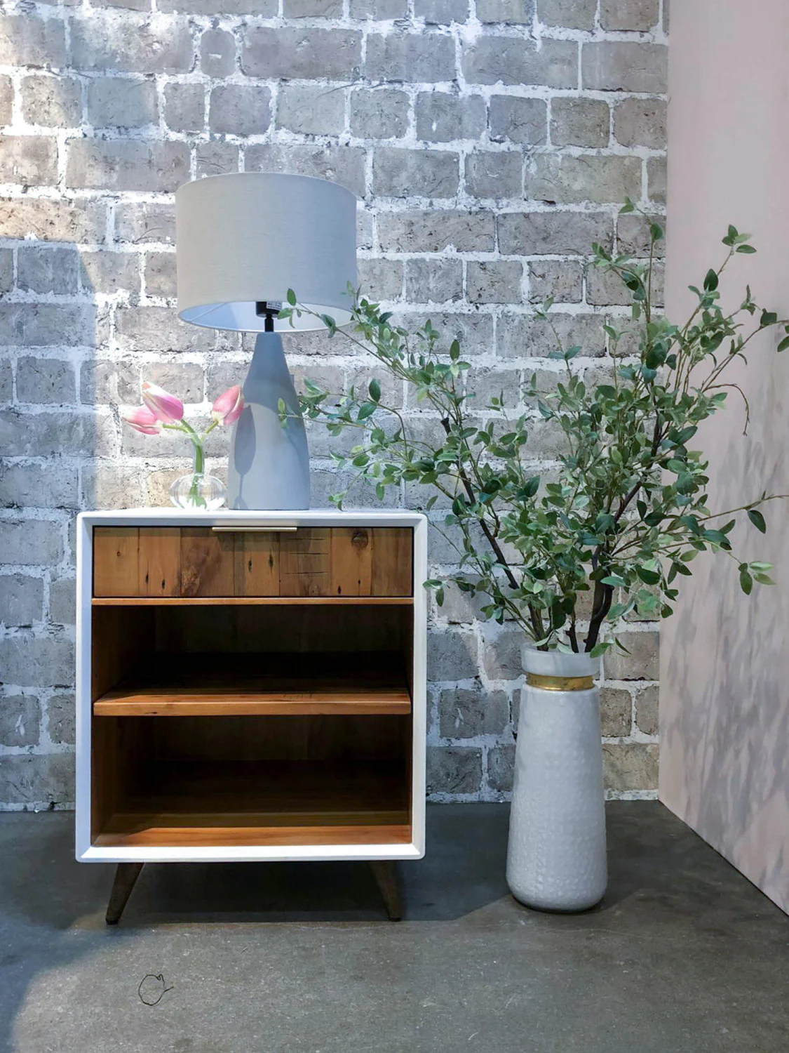 Lorne Night Table - White/Natural - Image 4