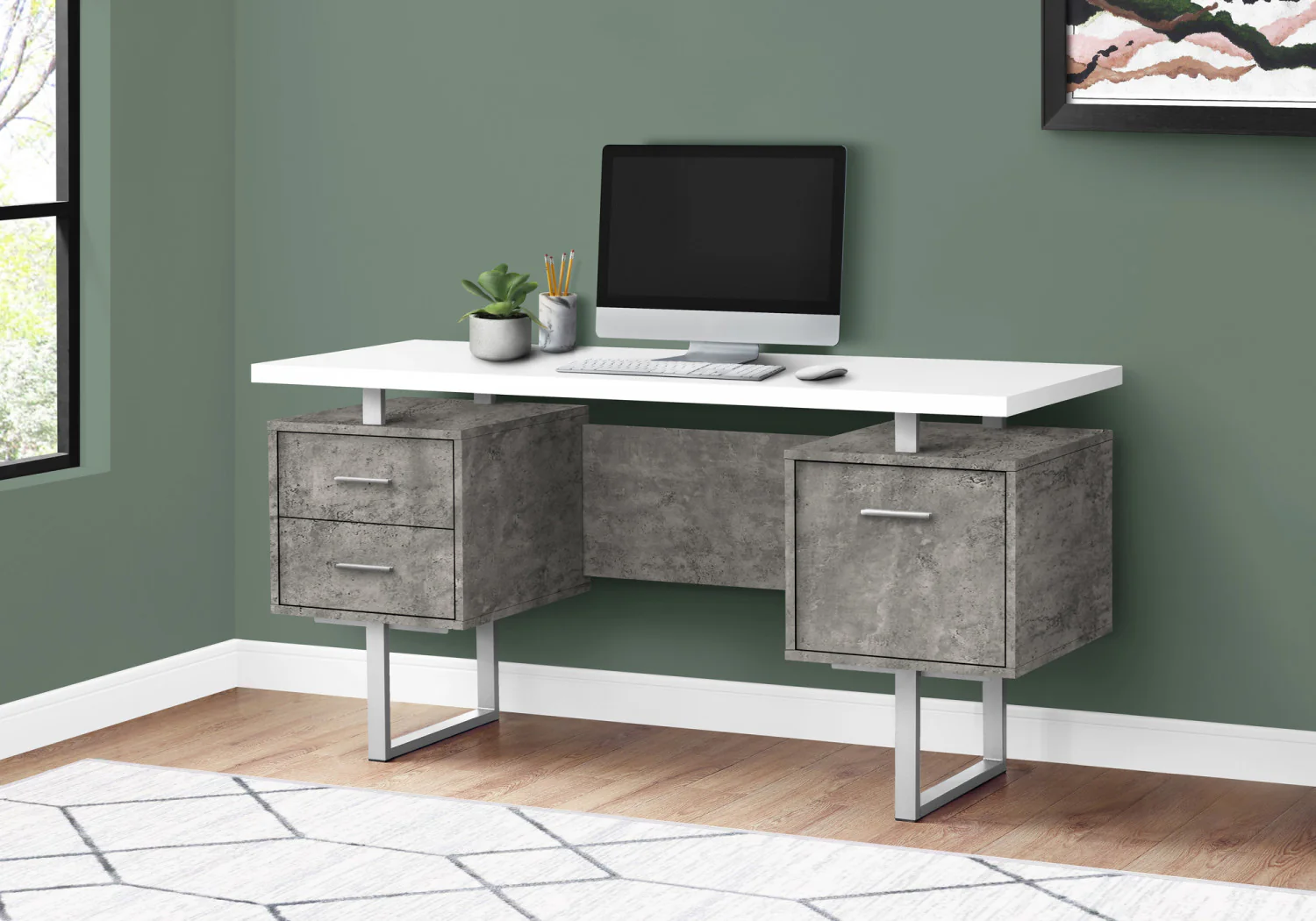 Loura Desk - White/Concrete Grey - Image 2
