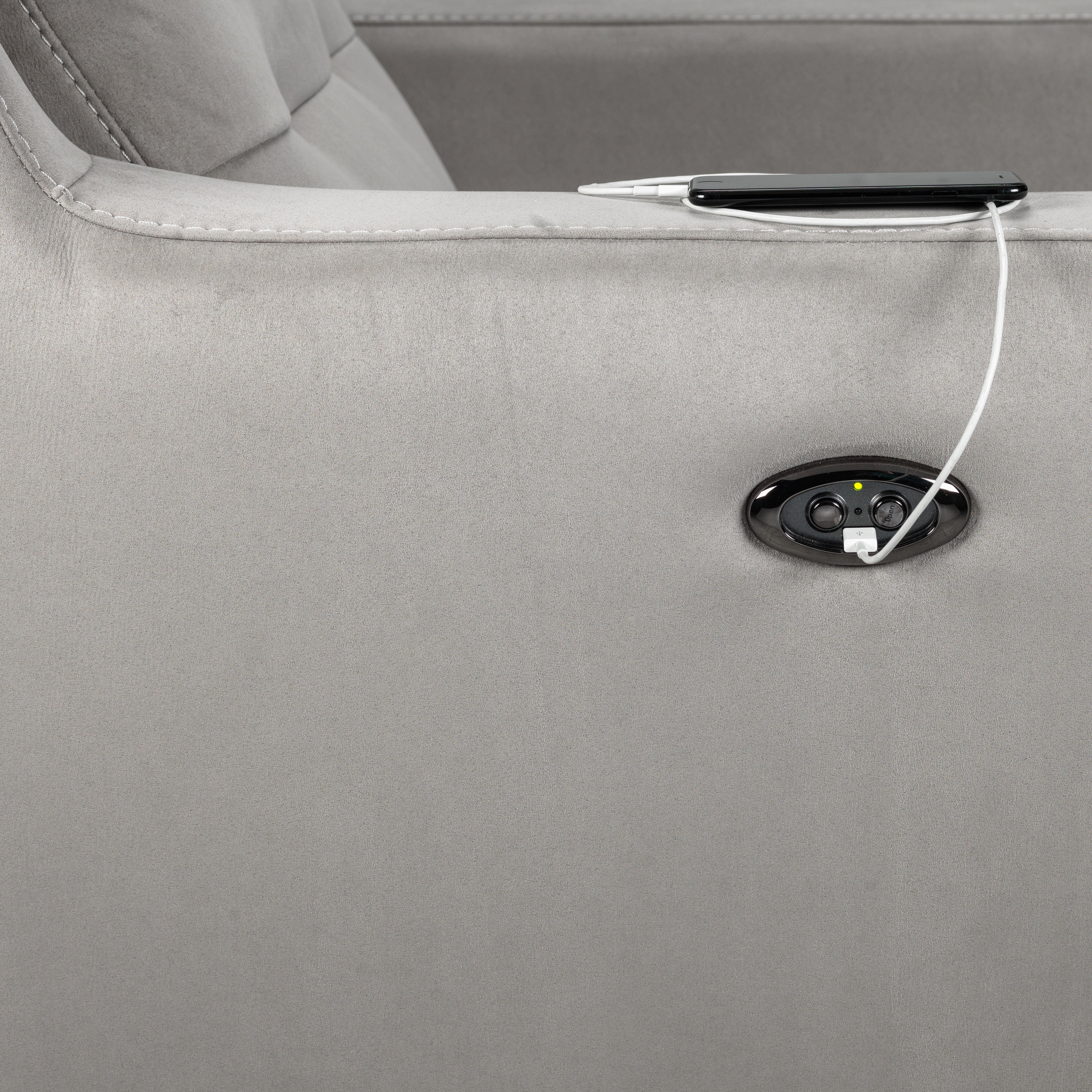 Lucas Power Reclining Loveseat - Silver Grey - Image 5