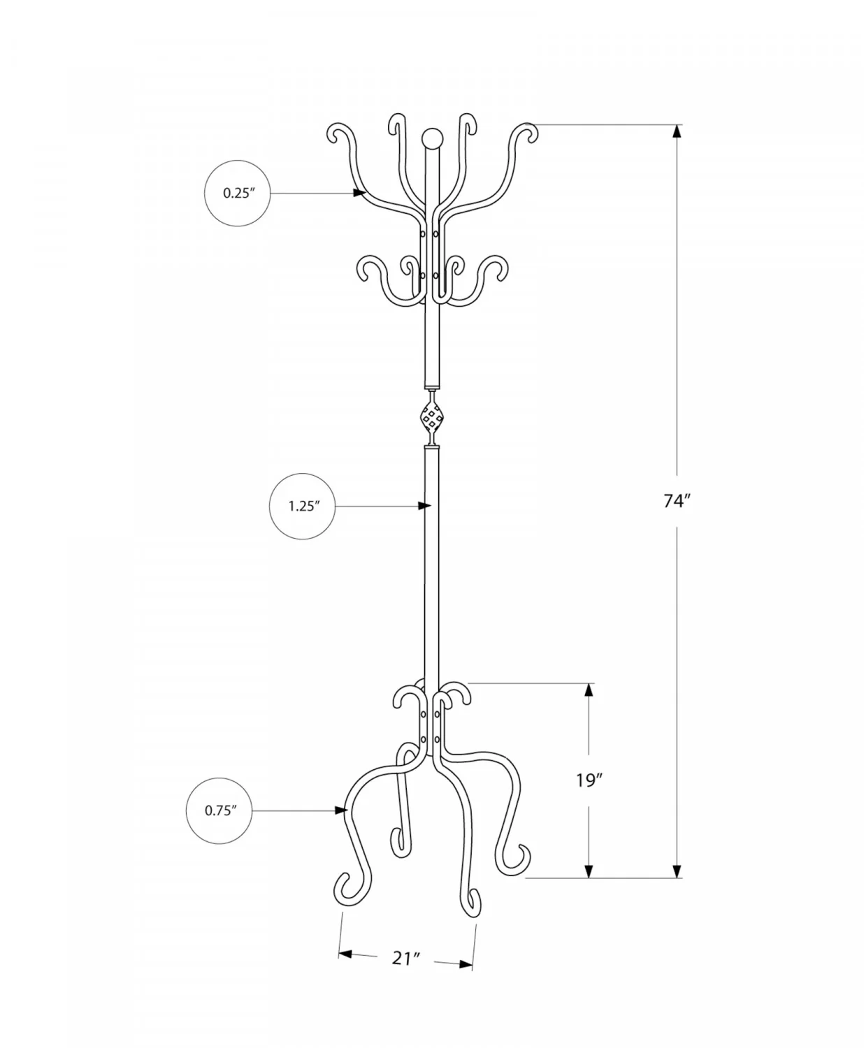 Lunel Coat Rack - Black - Image 3