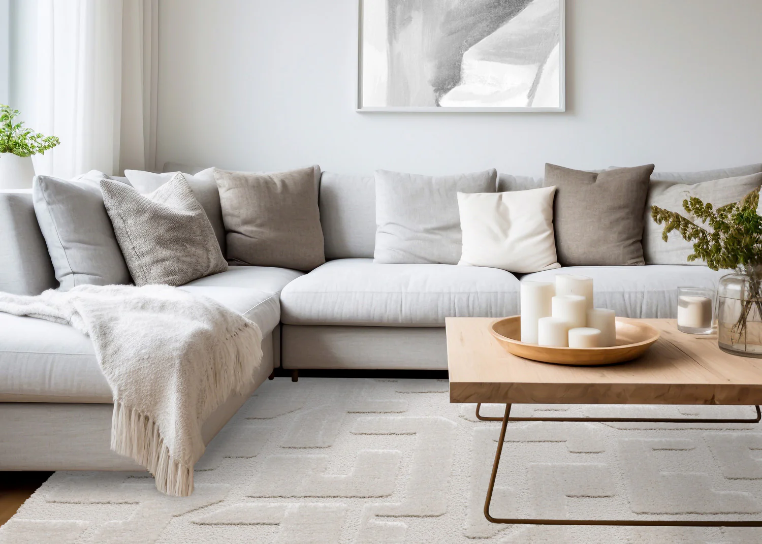 Luxury Plush Textured Shapes Area Rug - 5' X 8' - Cream - Image 3