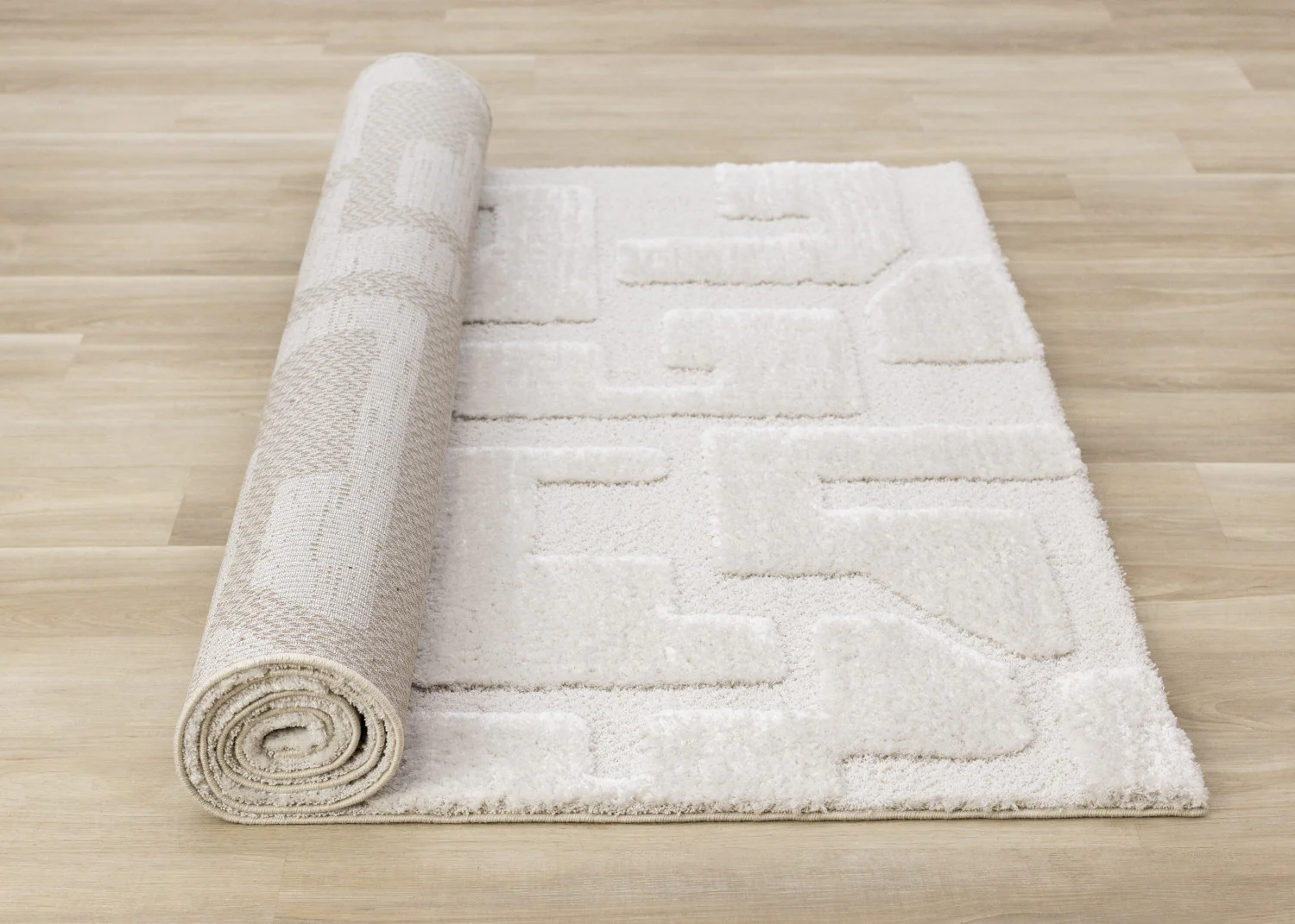 Luxury Plush Textured Shapes Area Rug - 5' X 8' - Cream - Image 8