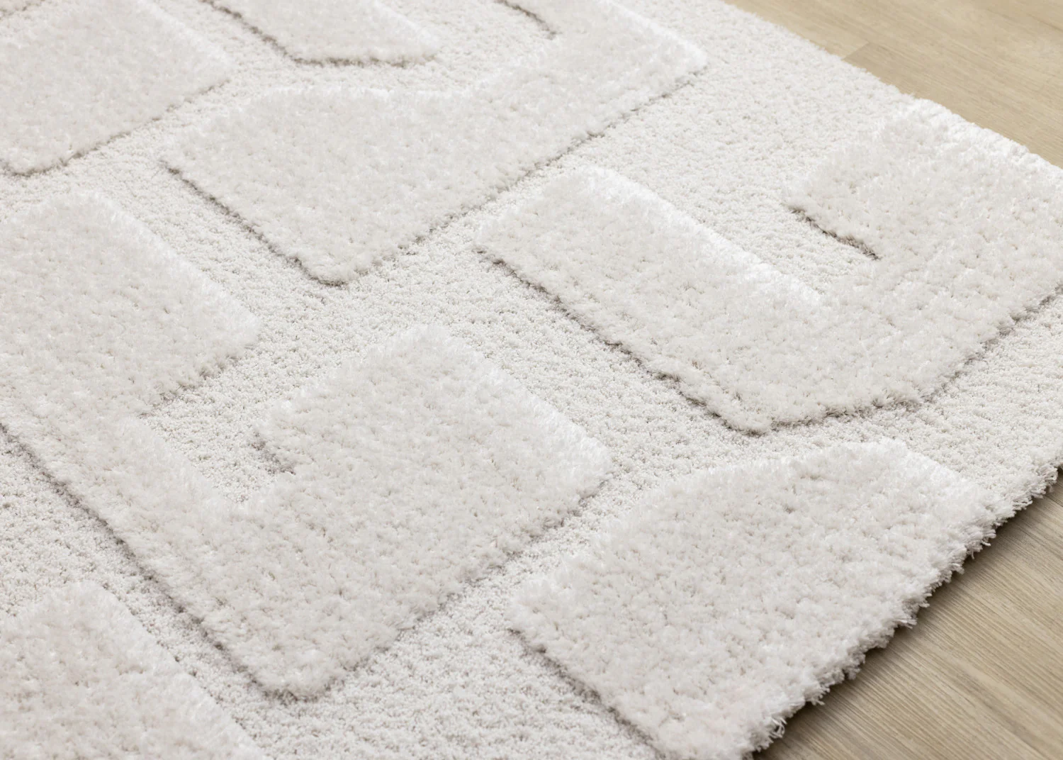 Luxury Plush Textured Shapes Area Rug - 8' X 11' - Cream - Image 4