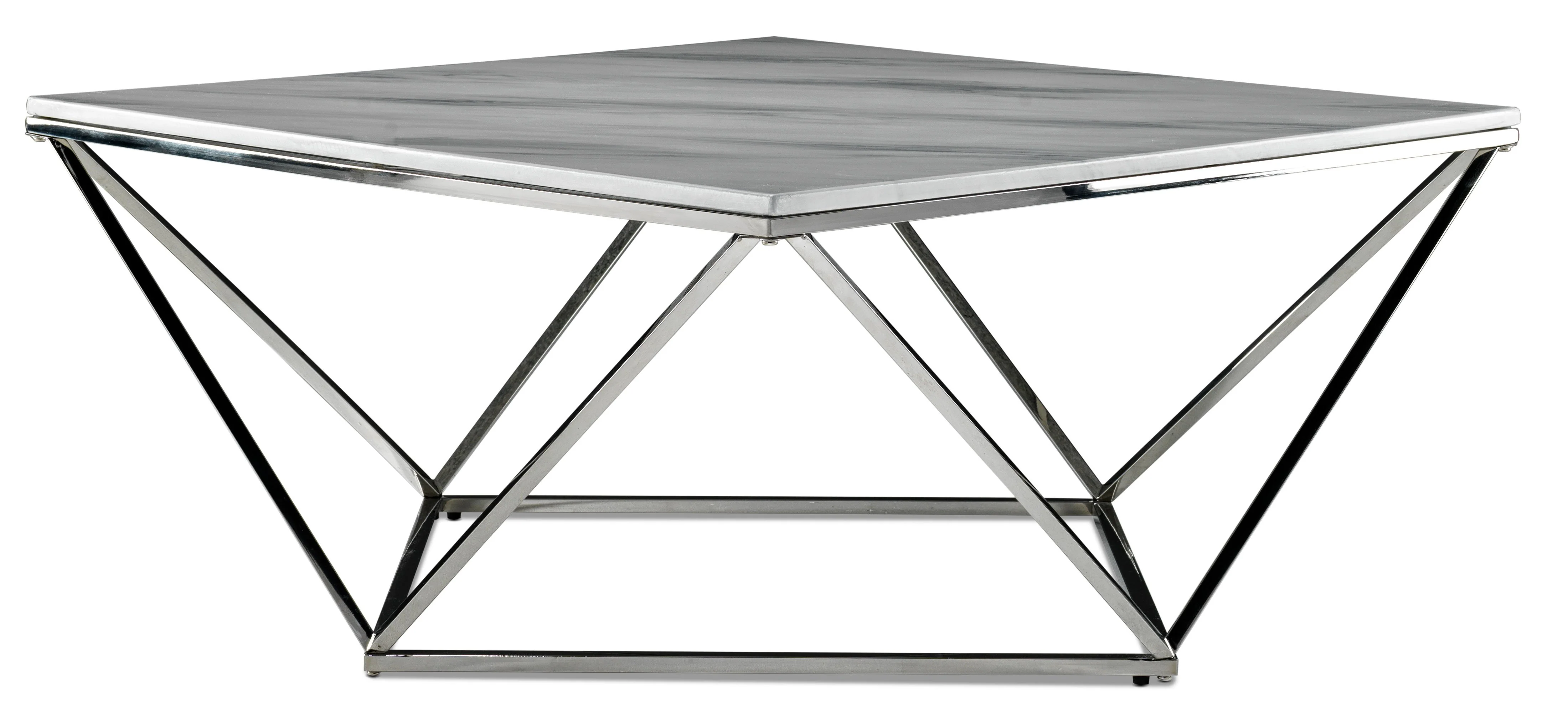 Lynn 39" Coffee Table - Marble and Stainless Steel - Image 2