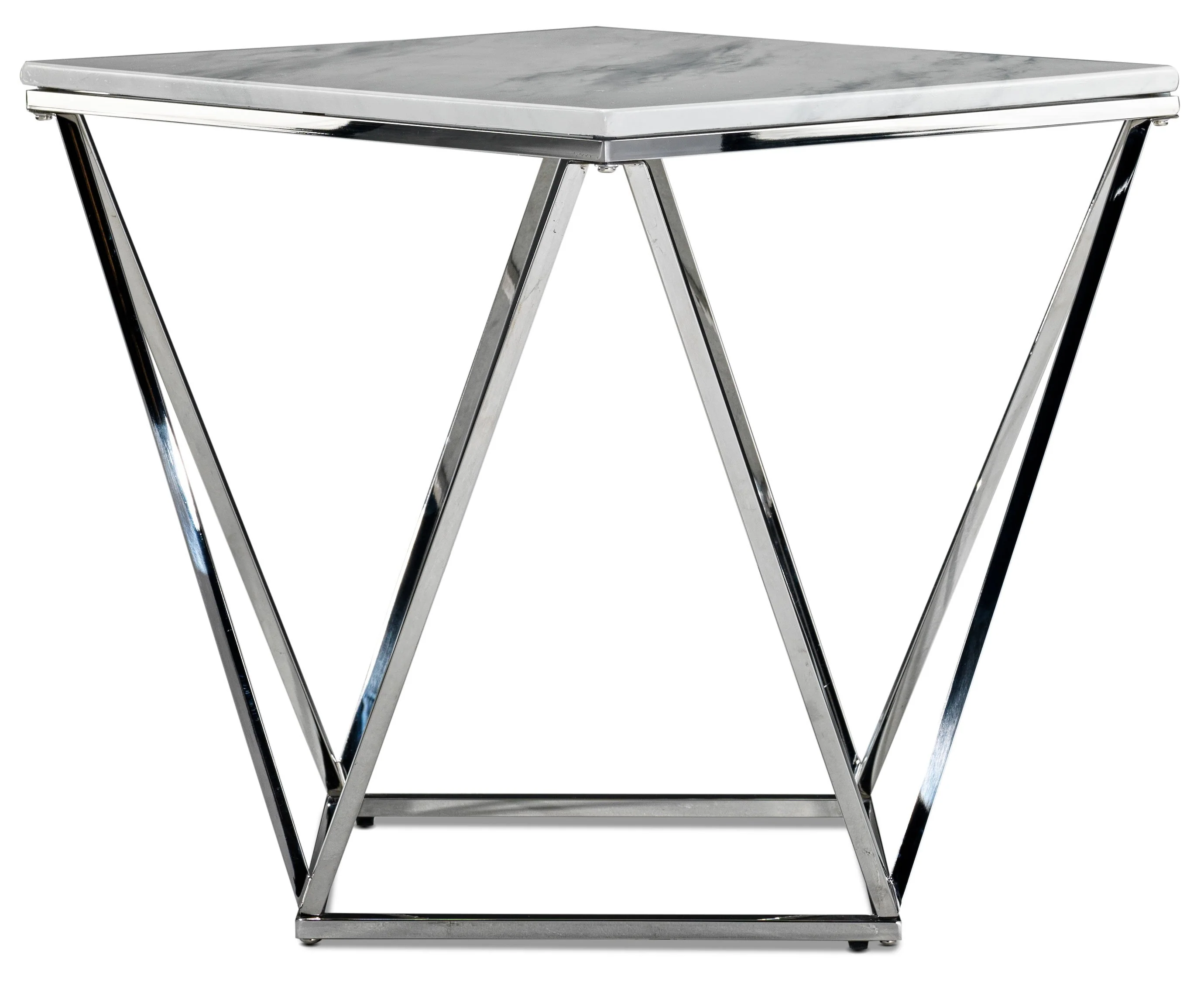 Lynn 24" End Table - Marble and Stainless Steel - Image 2