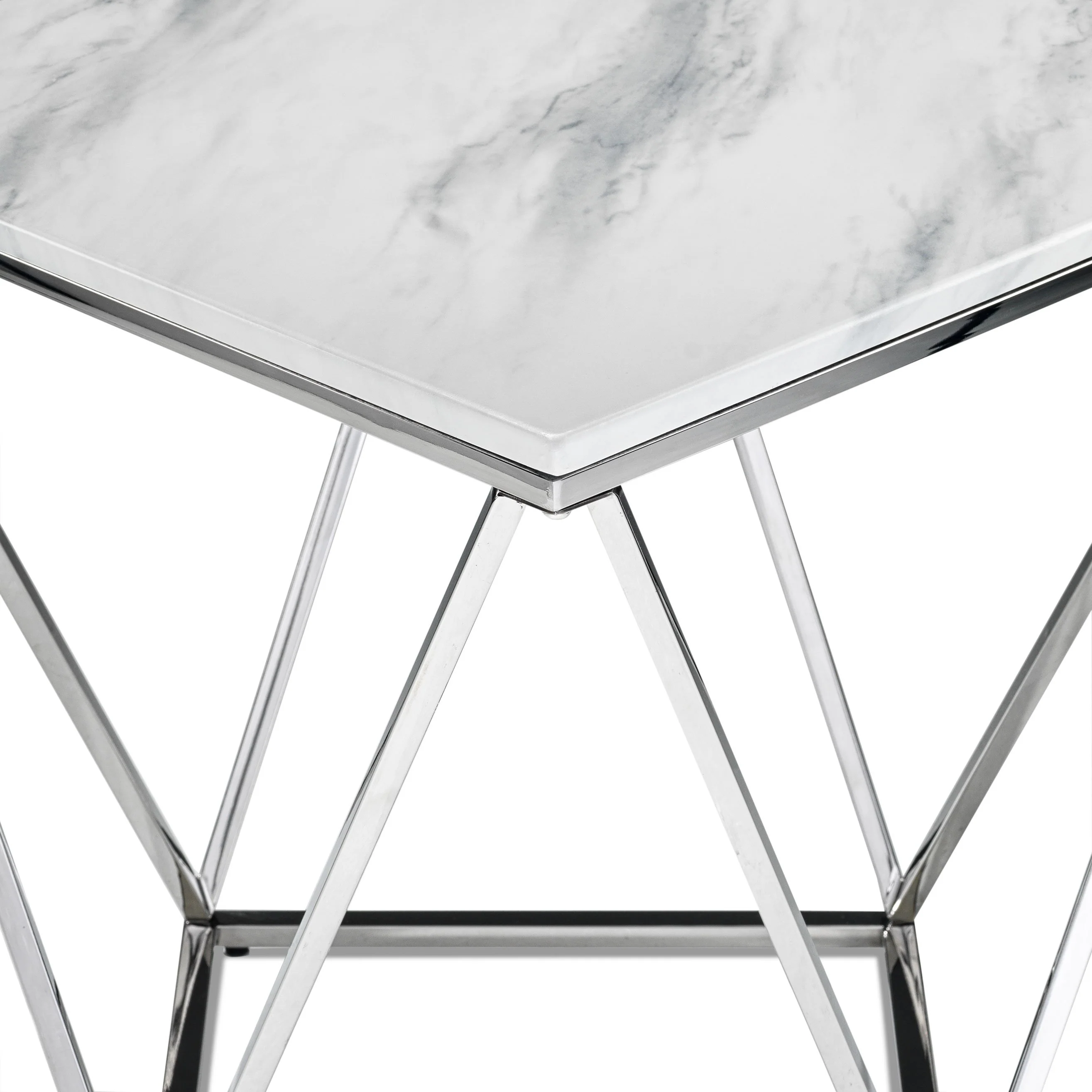 Lynn 24" End Table - Marble and Stainless Steel - Image 3