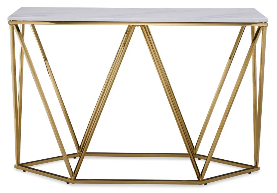 Lynn 48" Sofa Table - Marble and Gold - Image 2
