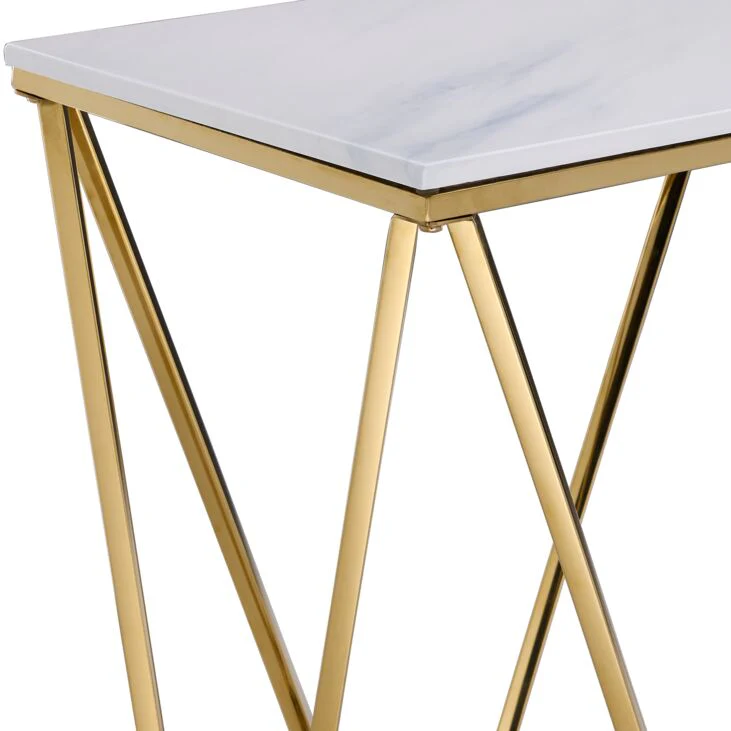 Lynn 48" Sofa Table - Marble and Gold - Image 3