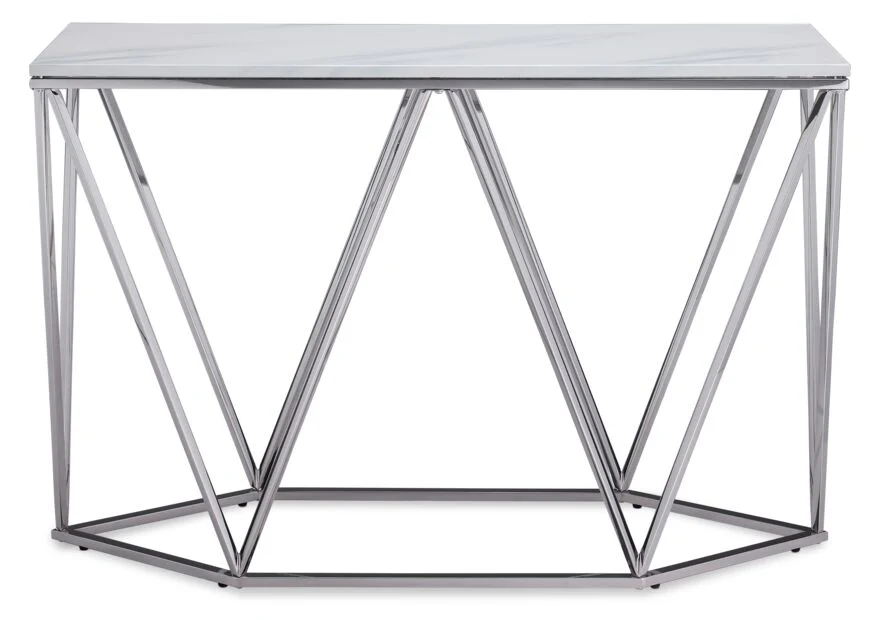 Lynn 48" Sofa Table - Marble and Stainless Steel - Image 2