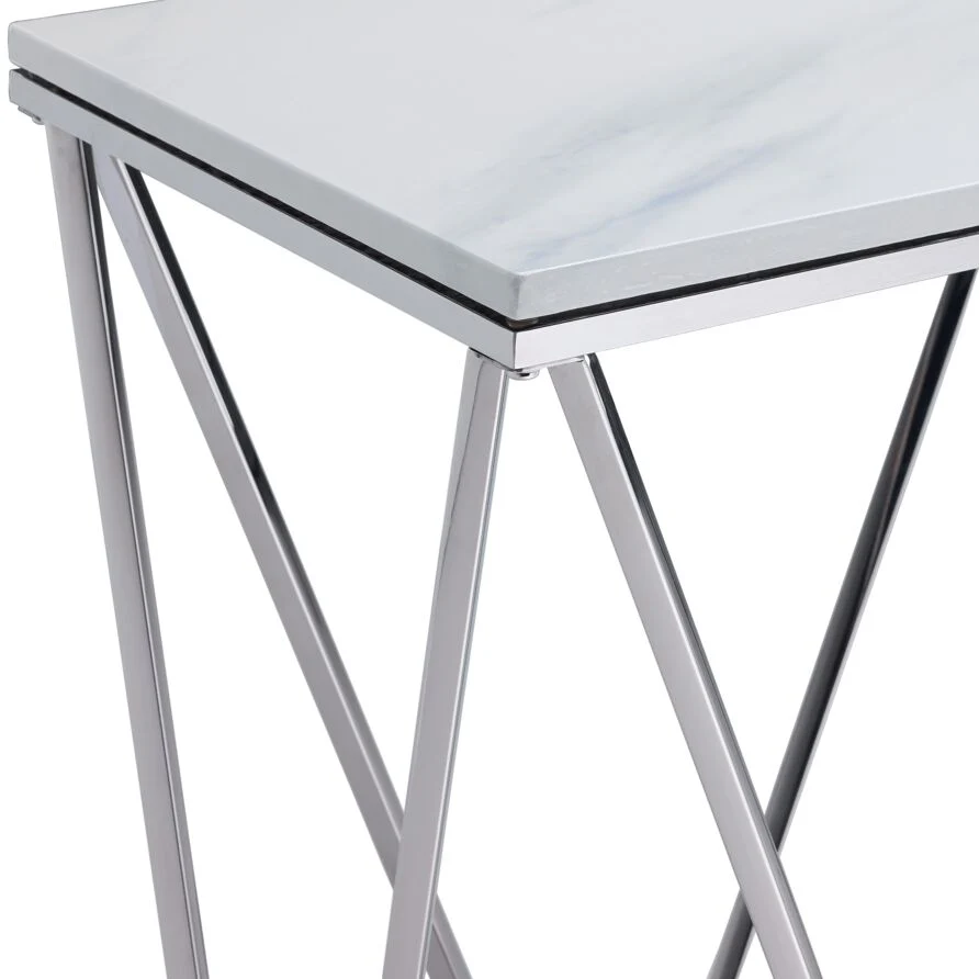 Lynn 48" Sofa Table - Marble and Stainless Steel - Image 3