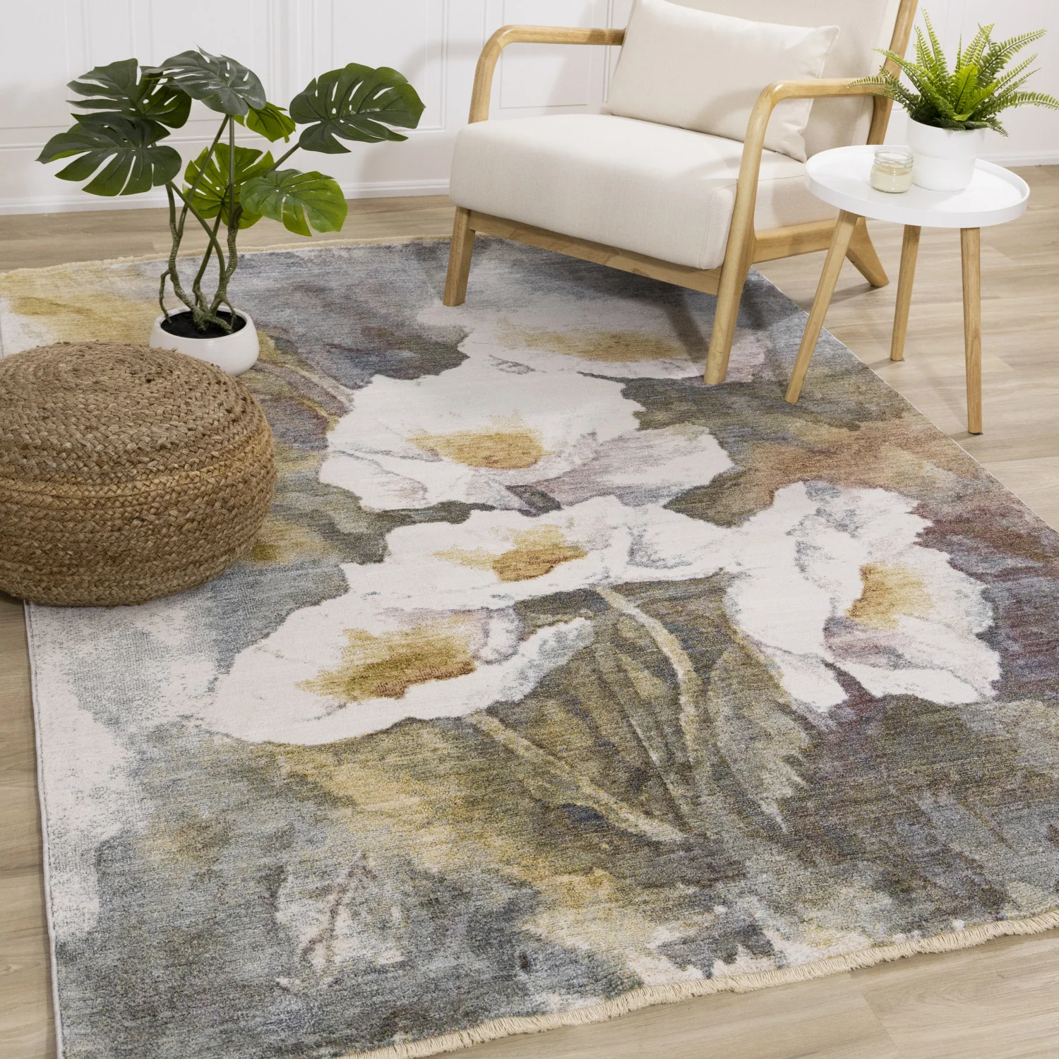 Macie Contemporary Floral Bloom Area Rug - 8' X 11' - Yellow/White/Green - Image 2