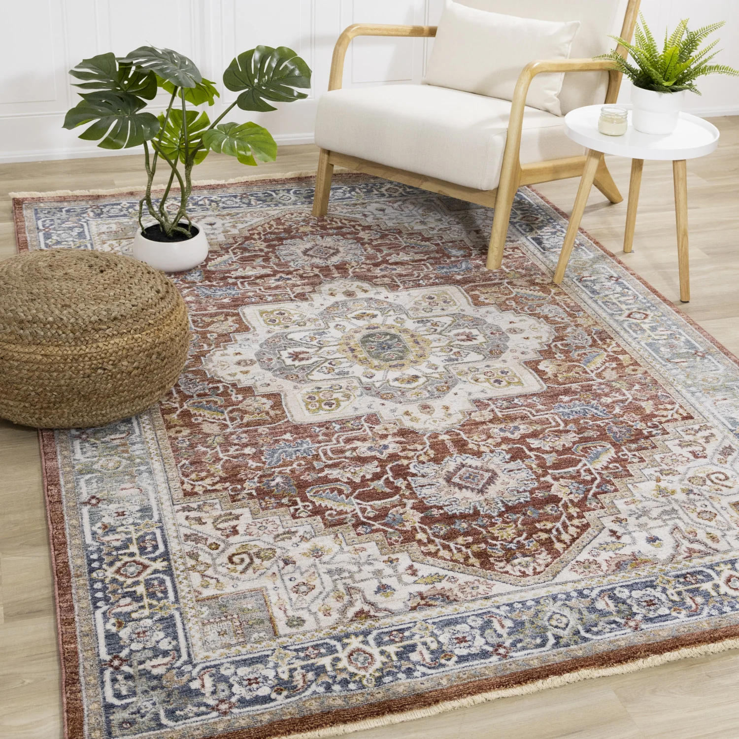 Macie Traditional Area Rug - 8' X 11' - Red/Cream - Image 2