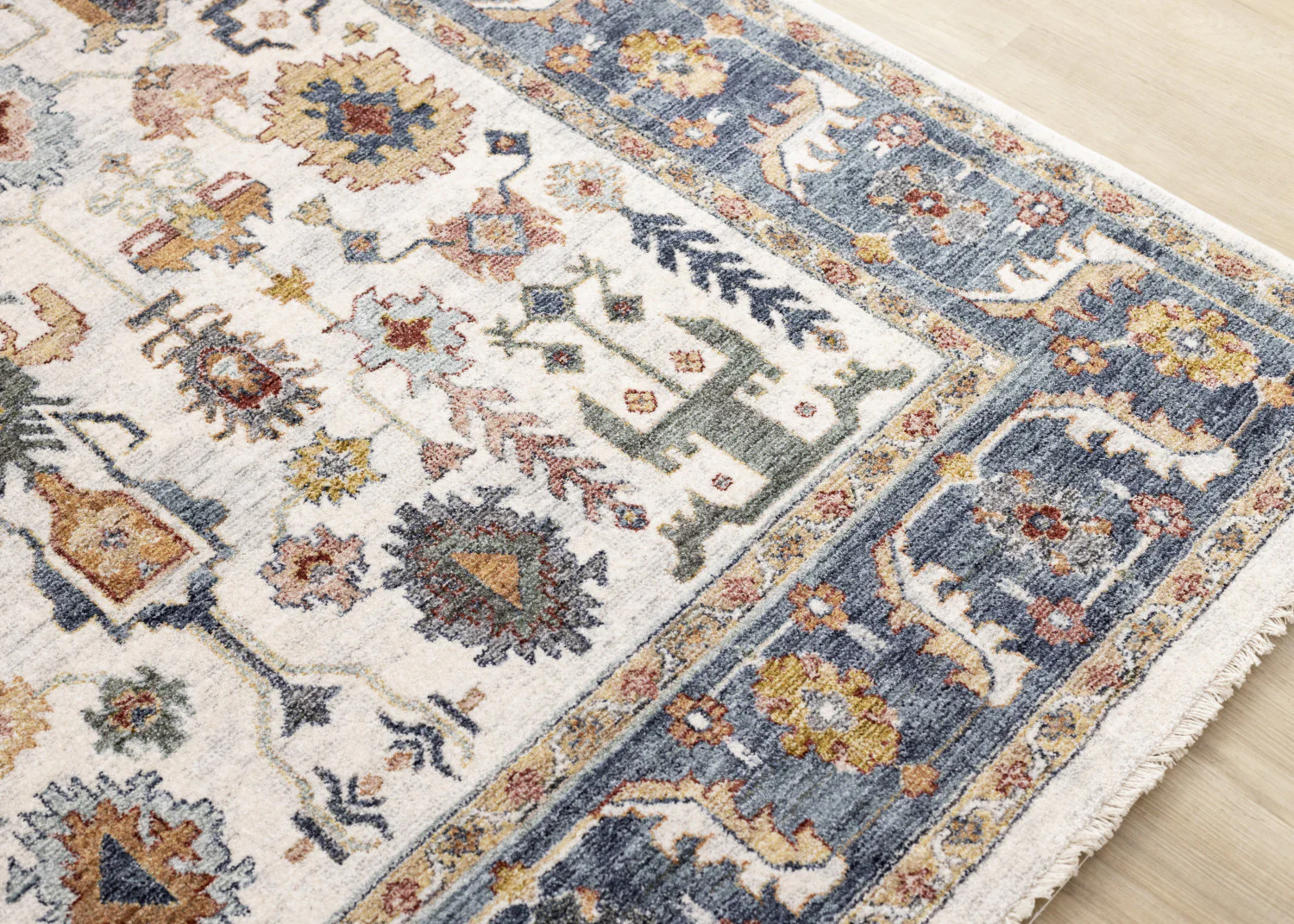 Macie Traditional Border Area Rug - 5' X 8' - Cream/Blue - Image 4