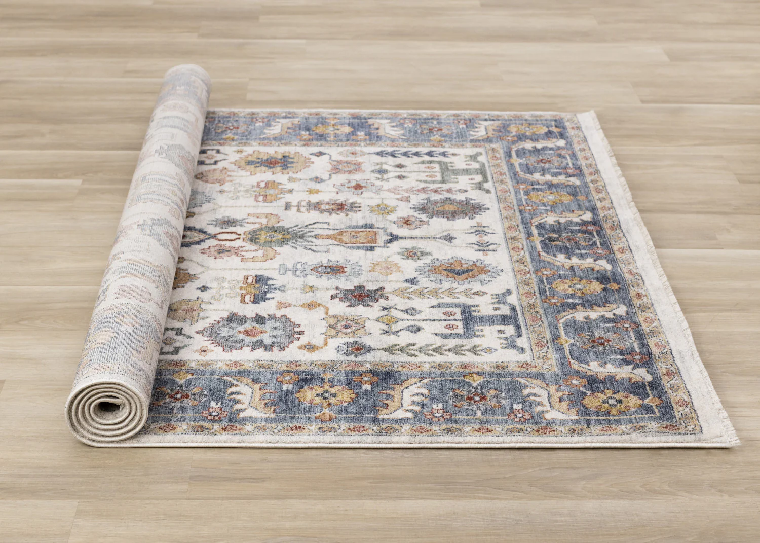 Macie Traditional Border Area Rug - 5' X 8' - Cream/Blue - Image 8