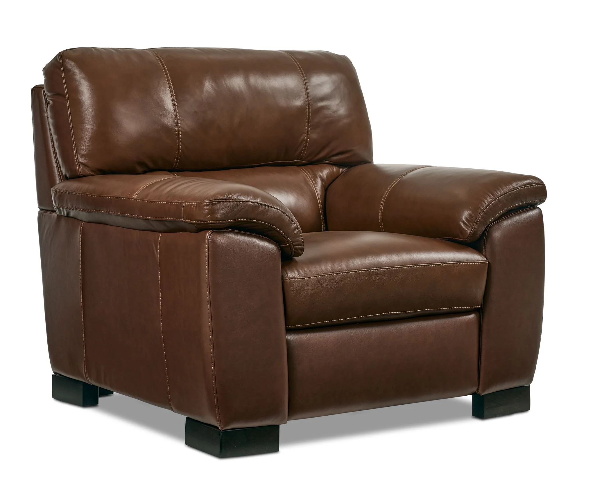 Maddox Leather Sofa and Chair Set - Cognac - Image 3