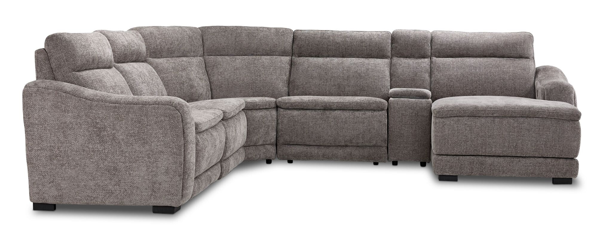 Madison 6-Piece Dual Power Reclining Sectional with Right-Facing Chaise - Brown - Image 2