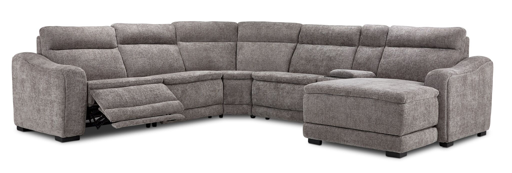 Madison 6-Piece Dual Power Reclining Sectional with Right-Facing Chaise - Brown - Image 3