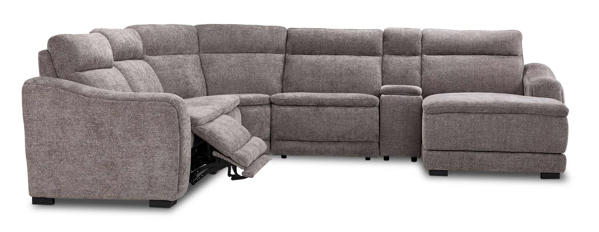 Madison 6-Piece Dual Power Reclining Sectional with Right-Facing Chaise - Brown - Image 4