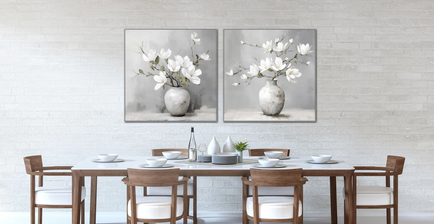 Magnolia Whispers II Wall Art - White/Grey - 32 X 32 - Image 2