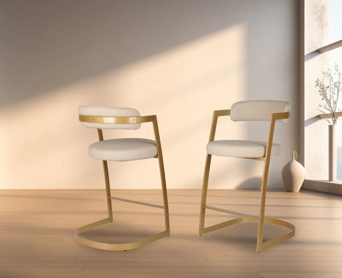 Makai Counter Stool - Gold - Set of Two - Image 2