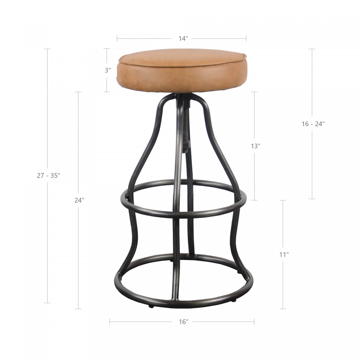 Maloe Leather Bar Stool - Cognac - Image 10
