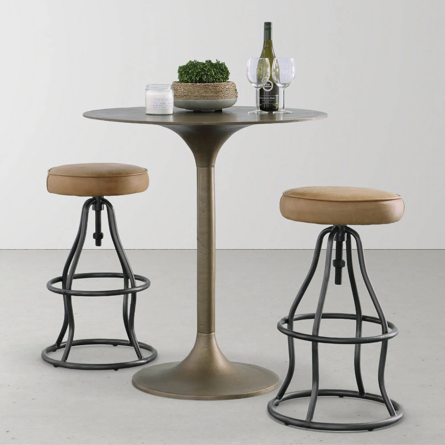 Maloe Leather Bar Stool - Cognac - Image 9