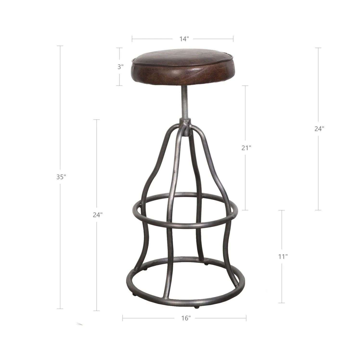 Maloe Leather Bar Stool - Vintage Brown - Image 4