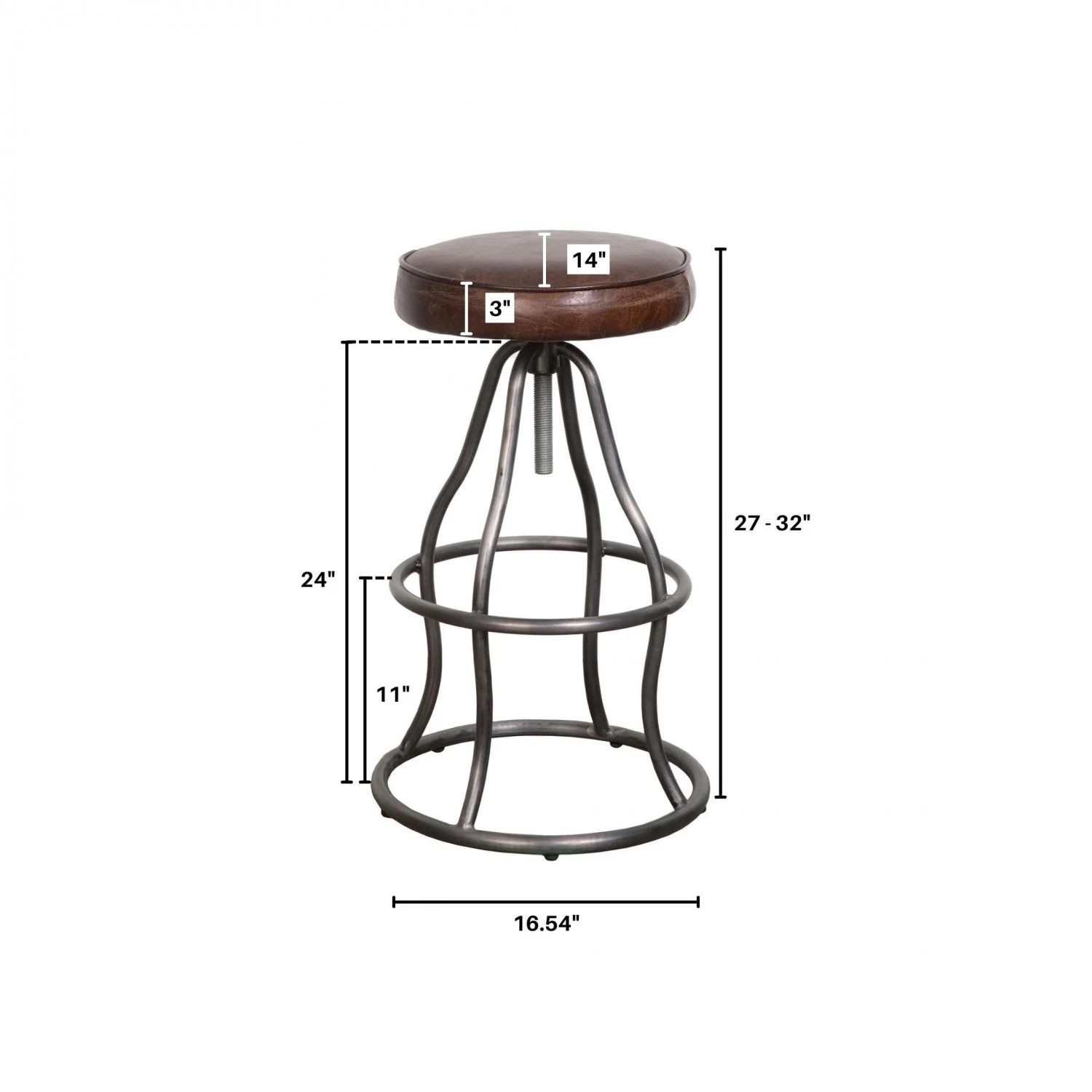 Maloe Leather Bar Stool - Vintage Brown - Image 9