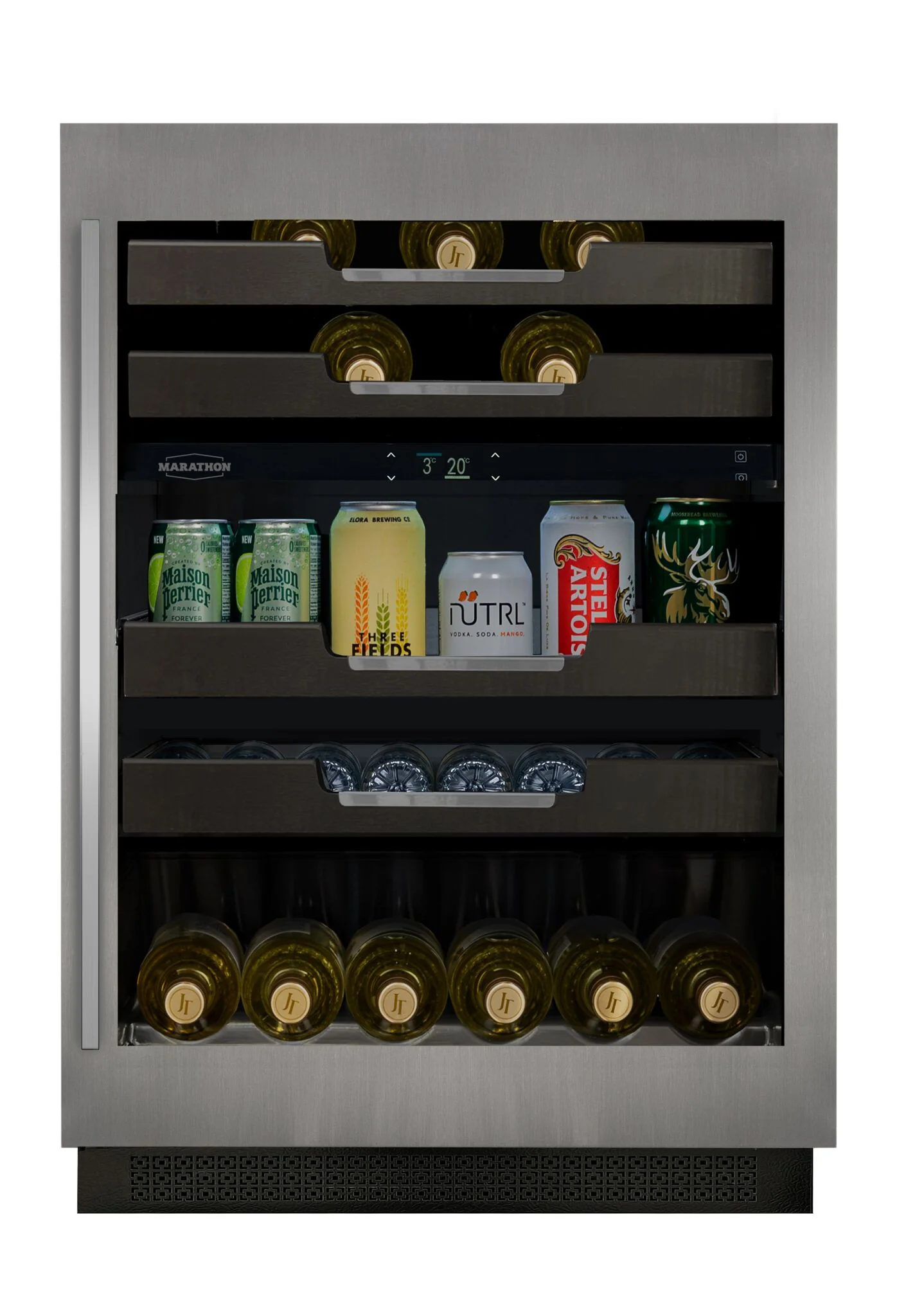 Marathon 24" Dual-Zone Stainless Steel Wine & Beverage Cooler – M4-D250SS - Image 3